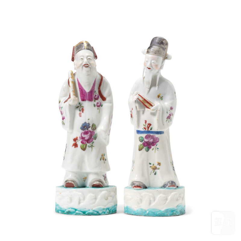 十八世紀 倫敦后加彩德化窯人像兩件 | TWO LONDON-DECORATED DEHUA FIGURES